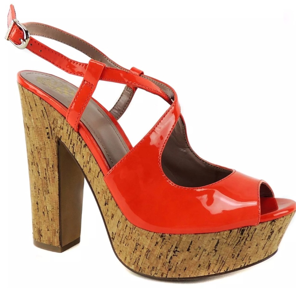 Vince Camuto Coral Patent Leather Chunky High Heel Shoes